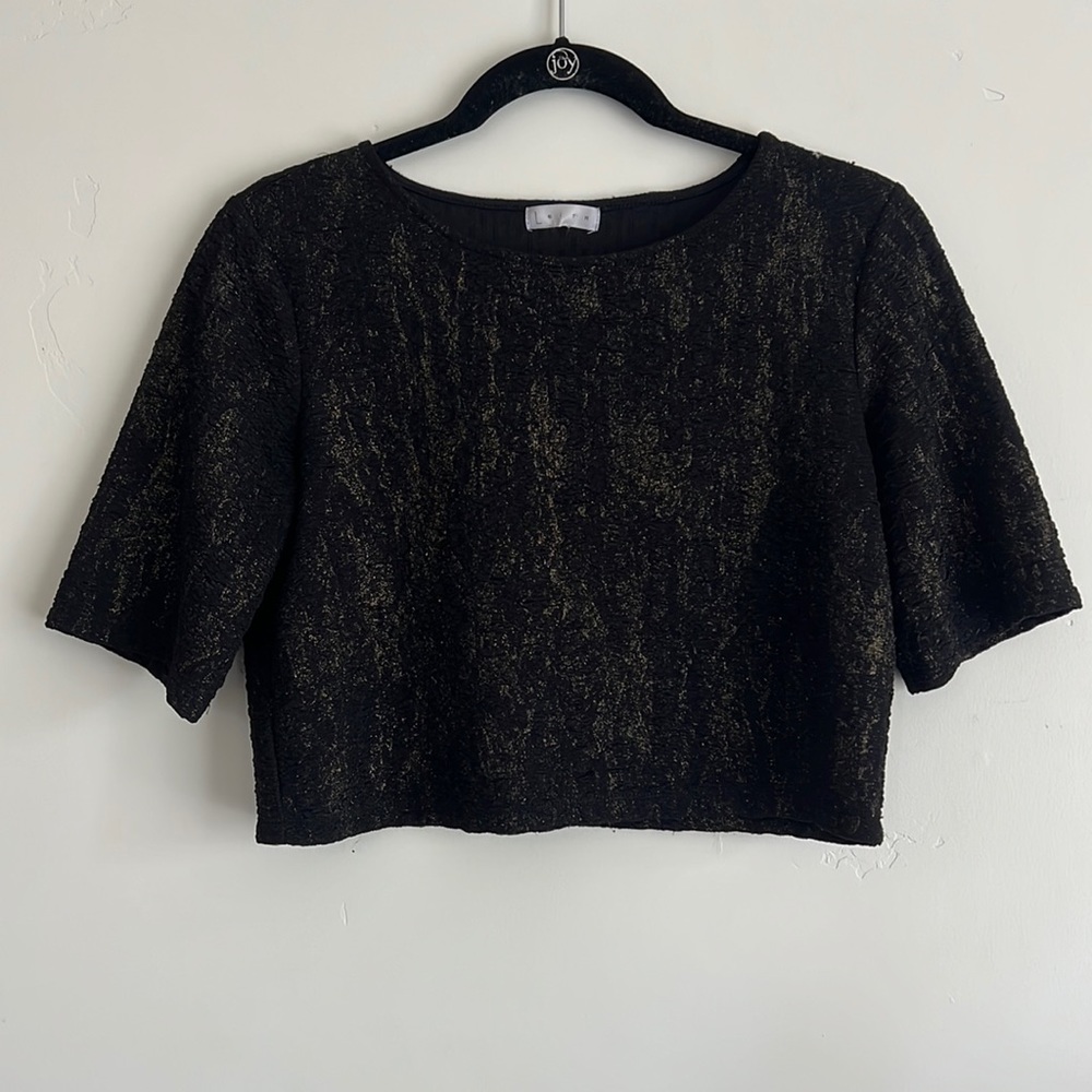Black and Gold Crop Top Tee